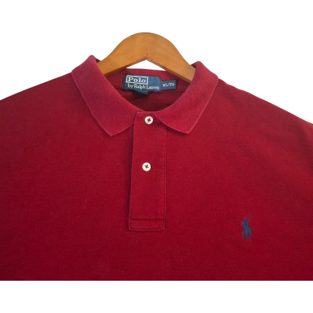 Polo Ralph Lauren‎ Long Sleeve Polo Shirt Men's XL Classic Burgundy Preppy